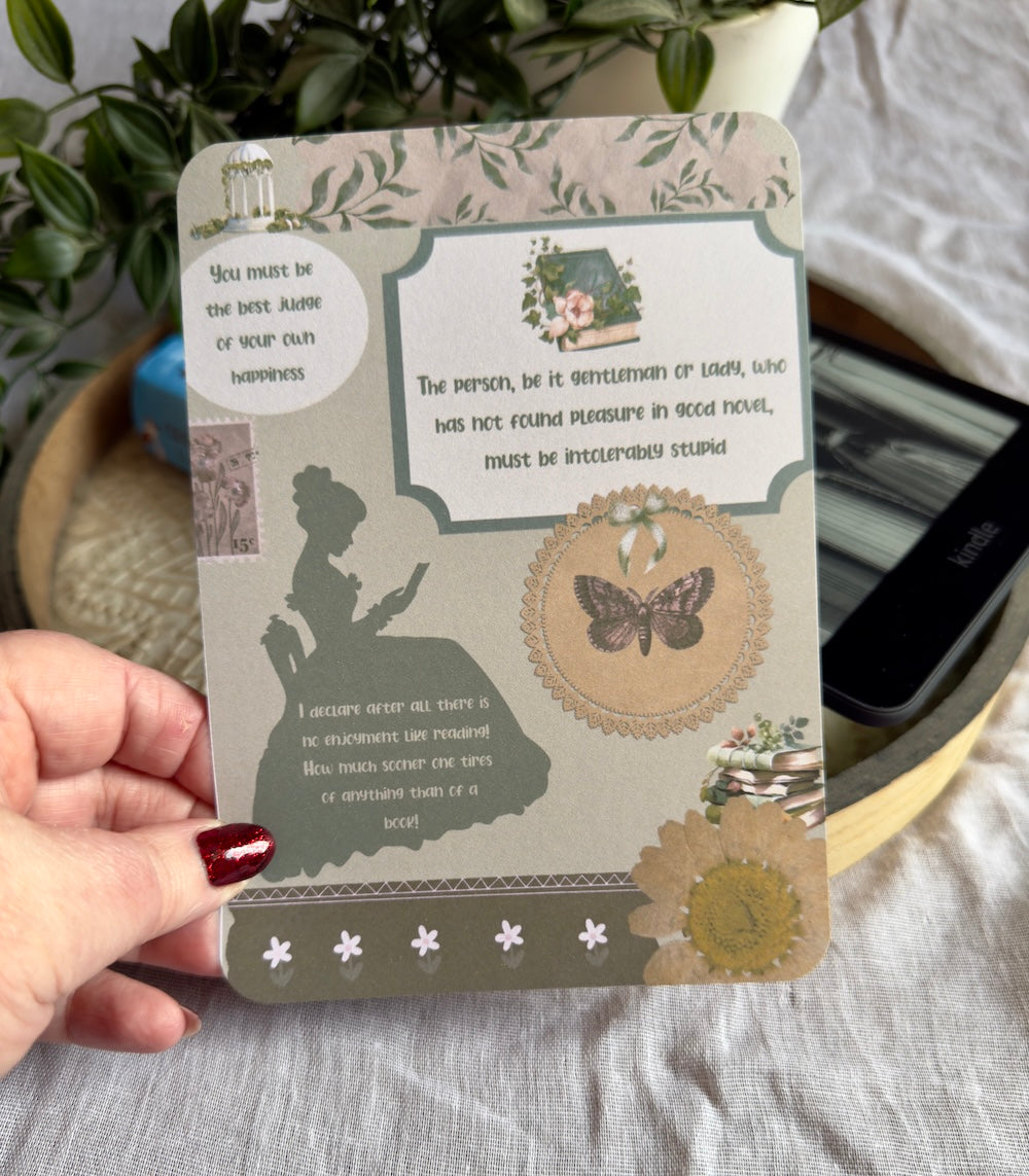 Jane Austen Green Kindle Insert – Classic Literary Design