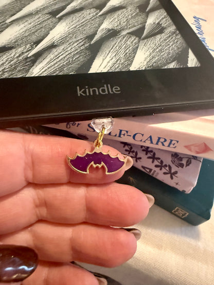 Purple Bat Kindle Dust Plug Charm