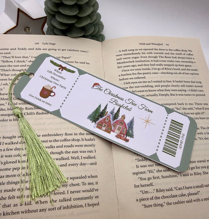 Christmas Tree Farm Book Club Ticket Bookmark – Festive Reading Gift | Cosy Winter Bookmark | Book Lover Christmas Gift