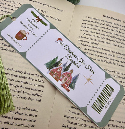 Christmas Tree Farm Book Club Ticket Bookmark – Festive Reading Gift | Cosy Winter Bookmark | Book Lover Christmas Gift