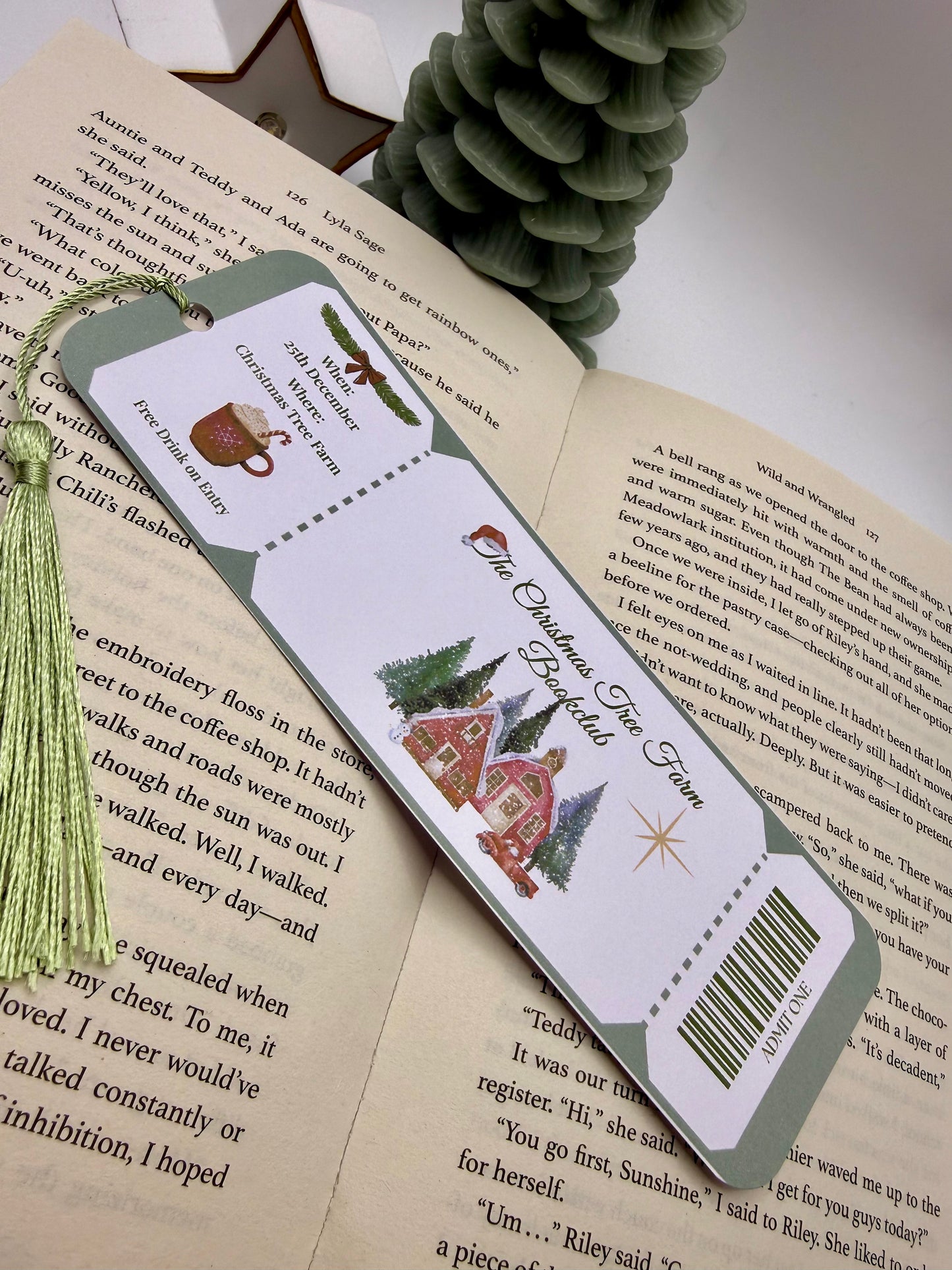 Christmas Tree Farm Book Club Ticket Bookmark – Festive Reading Gift | Cosy Winter Bookmark | Book Lover Christmas Gift