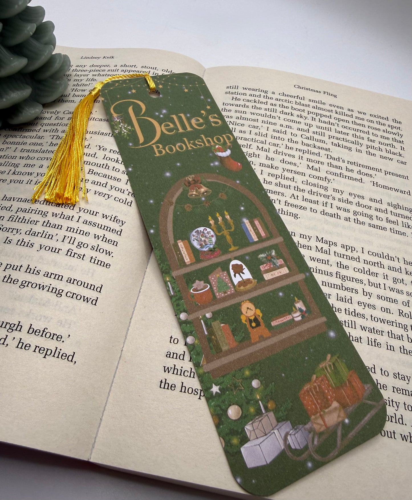 Festive Belles Bookshop Bookmark  Christmas Book Lover Gift | Cosy Reading Accessory | Holiday Bookish Gift