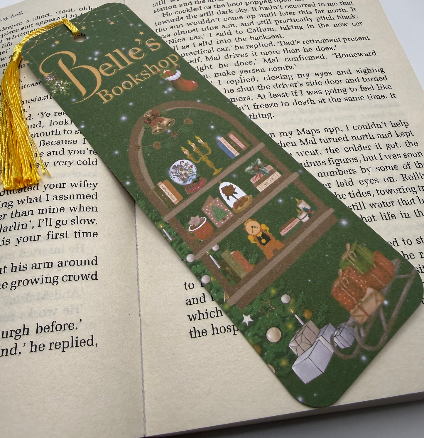 Festive Belles Bookshop Bookmark  Christmas Book Lover Gift | Cosy Reading Accessory | Holiday Bookish Gift