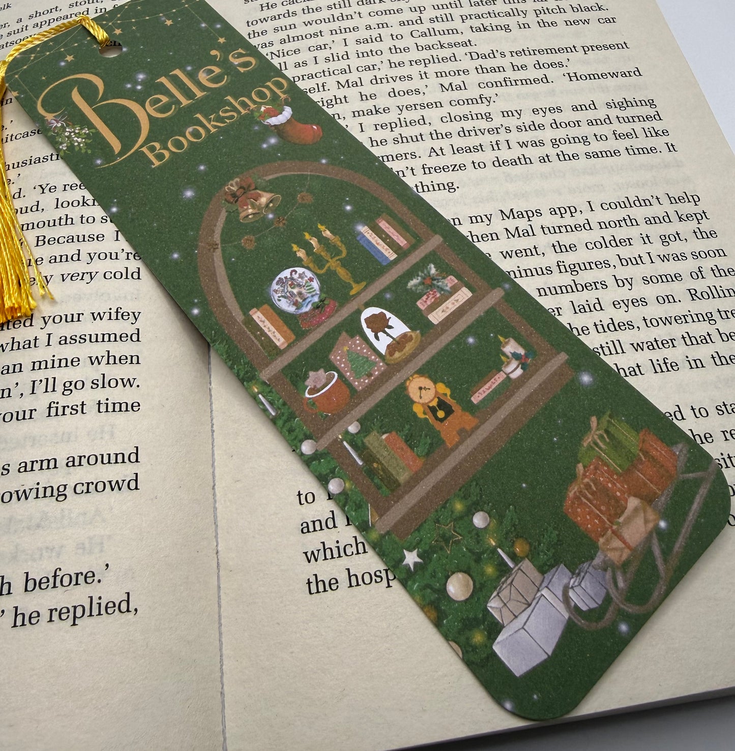 Festive Belles Bookshop Bookmark  Christmas Book Lover Gift | Cosy Reading Accessory | Holiday Bookish Gift