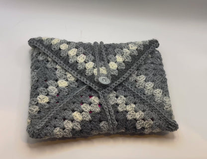 Handmade Crochet Book/Kindle Cozy: Unique Button Closure, Soft Yarn Sleeve